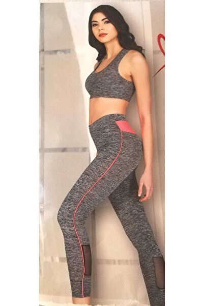 Mary Lüx Kadın Gri Arka Tül Biyali Sporcu Tayt