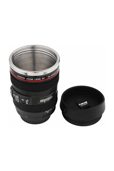 MOBGİFT Objektif Lens Siyah Termos Bardak