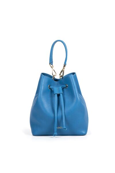 PİRCİ Kadın Turkuaz Rosa Büzgülü Deri Çanta