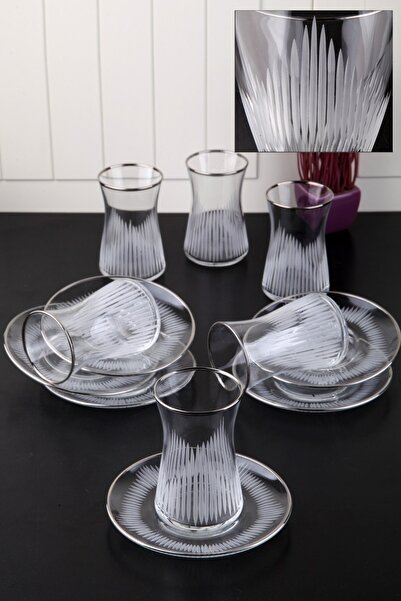 WuuQ Lüx Platin Kesme Model Çay Seti 6 Kişilik