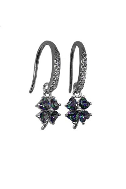 Doğan Silver Kadın Gümüş Mistik Topaz Taşlı Yonca Modeli Küpe Dgn20195