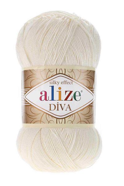 Alize Diva 62 Light Cream Σχοινί Μικροΐνες 100gr Μονό