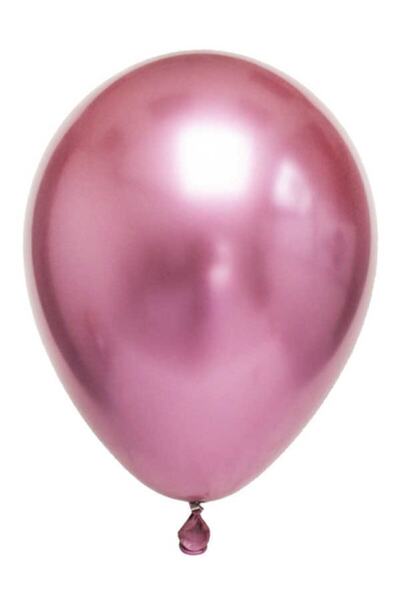 PARTİSERÜVENİ بالون كروم مقاس 12 بوصة - وردي فائق اللمعان معدني، عبوة من 10 قطع