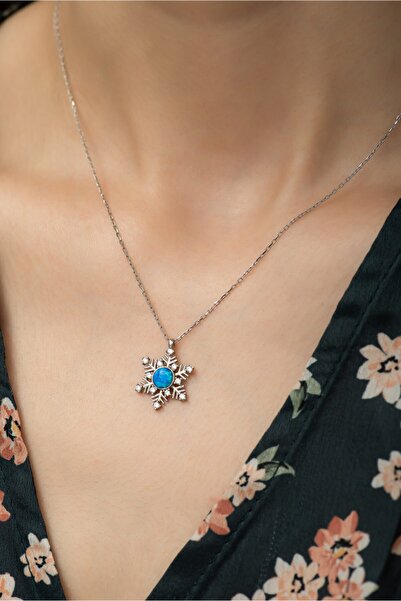 Nereze 925 Ayar Opal Taşlı Kartanesi Kadın Gümüş Kolye