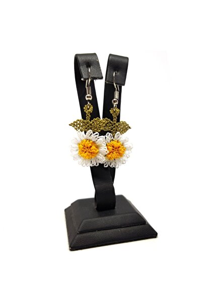 Bahar Oya Iğne Oyası Papatya Küpe Sallantılı