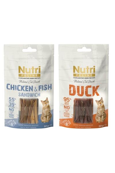 Nutri Feline Natural Cat Snack Duck Meat ve Tuna ve Chicken 50gr x 2