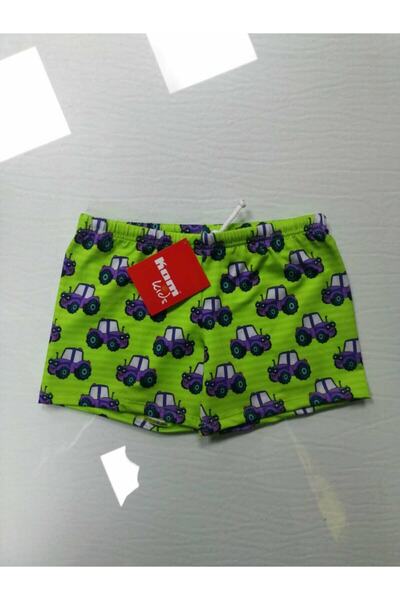 Kom Boys' Green Tractor Patterned Children's Swimsuit
