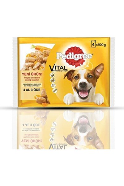 Pedigree Multipack Pouch Etli Çşt Ve Havuçlu Yetişkin Köpek Maması 4 X 100 Gr