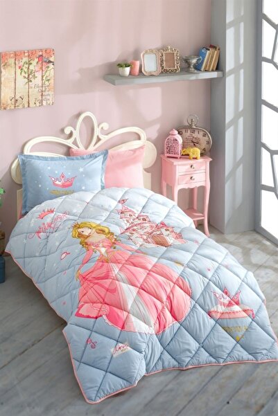 Clasy Ranforce 100% Pamuk Tek Kişilik Yorgan Crown Pembe