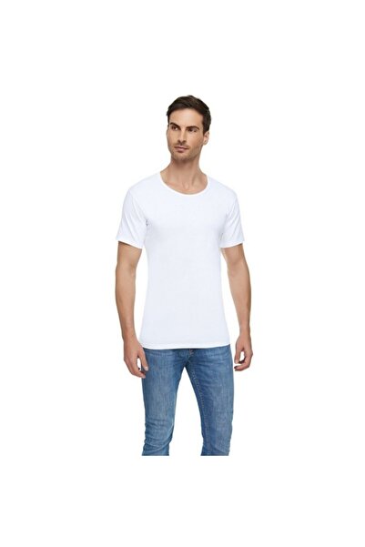 Tutku Бяла памучна мъжка тениска - с обло деколте, къс ръкав, 6 броя в пакет