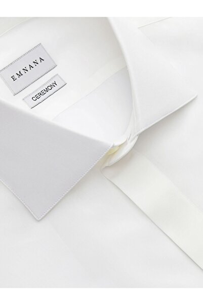 EMNANA Beyaz Premium Italyan Yaka Regular Fit Smokin Gömlek