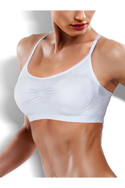 Doremi Kadın Beyaz Miorre Ultra Comfort Dikişsiz Yumuşk Kap Sport Sütyen