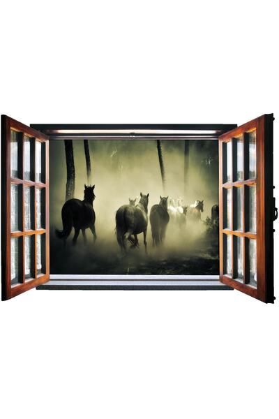 renkselart Window Horses Wall Sticker-177