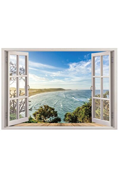 renkselart Pencere Deniz Manzarası Duvar Sticker 84