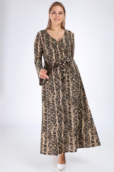 Şirin Butik Γυναικείο ισπανικό φόρεμα με διπλό πλεκτό κρεπ μεγάλου μεγέθους