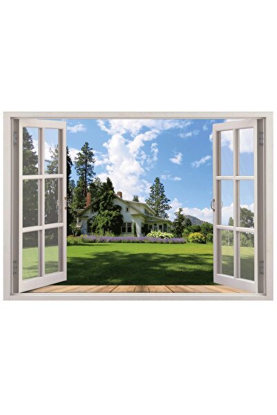 renkselart ملصق حائط للمناظر الطبيعية الخضراء للنافذة - 89