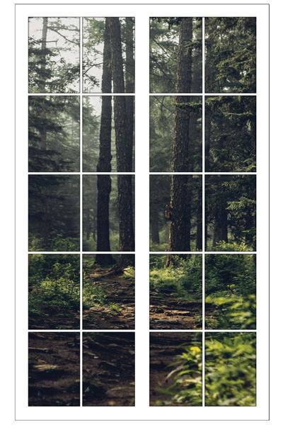 renkselart Pencere Orman Ağaçlar Duvar Sticker-21