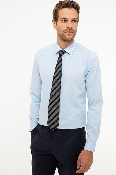 Pierre Cardin Ανοιχτό Μπλε Slim Fit Basic πουκάμισο