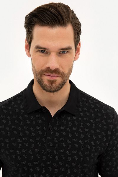 Pierre Cardin Μπλουζάκι Polo Yaka Μαύρο Slim Fit