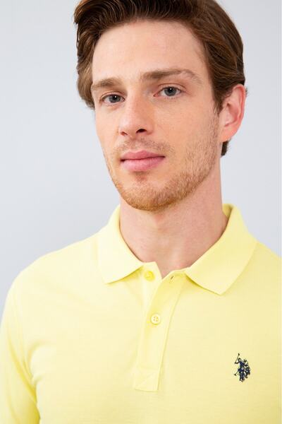U.S. Polo Assn. تيشيرت بياقة بولو ليموني