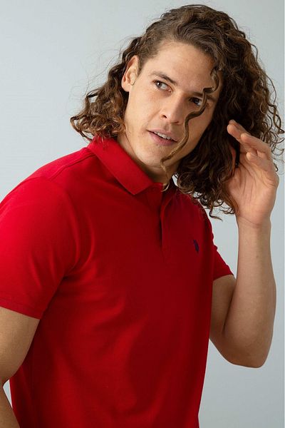 U.S. Polo Assn. Men's Polo Neck Tshirt Red