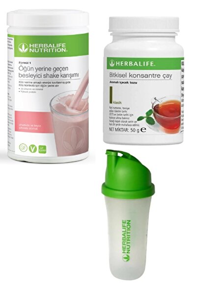 Herbalife Set Ahududu Beyaz Çikolata Shake 50 gr Klasik Çay ve Shaker