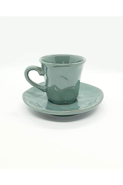 Keramika Ceramic Green 12 Piece Coffee Cup Set for 6 People