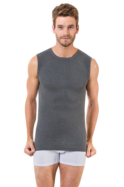 Öztaş Underwear Erkek Antrasit Melanj Sıfır Yaka Atlet 1055-a