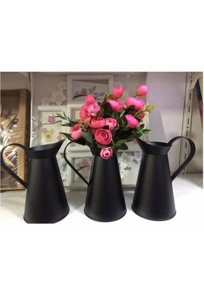 Acassia Home Wrought Iron Metal Italian Black Vase Decorative Flower Pot Jug Vase