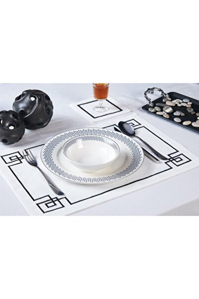 caka home design قطعتان من الفانيلا الأمريكية المطرزة بتأثير الكتان (أسود)