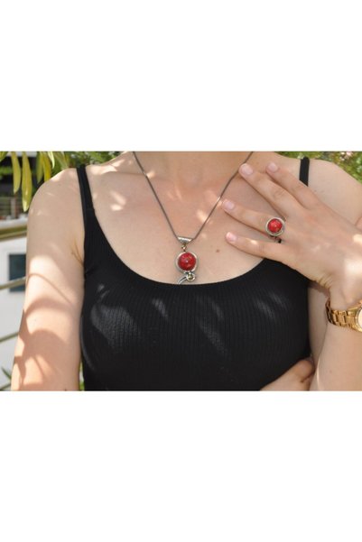 Gümüşhanesi Otantik Kadın El Yapımı Doğal Taşlı Gümüş Set