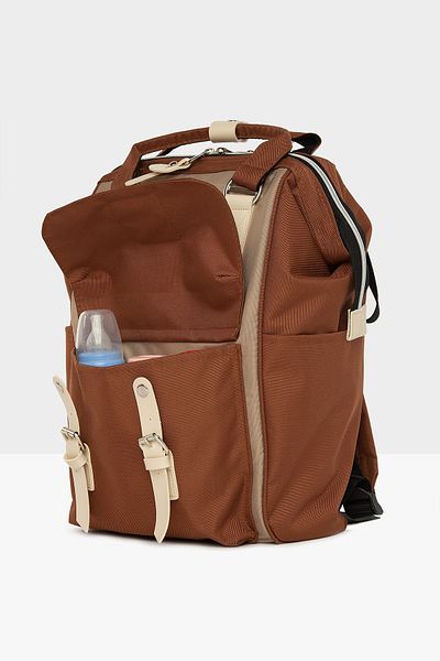 Bagmori Women's Tan Pocketed Logo Mother Baby Bag M000003884