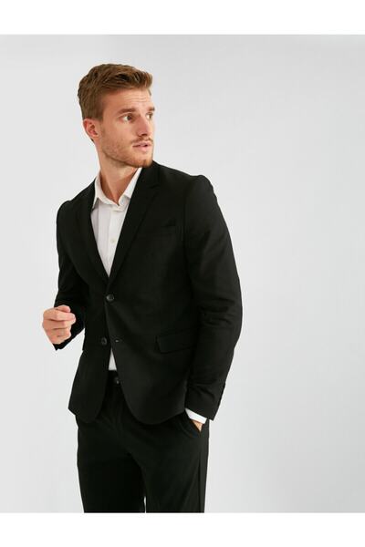 Koton Jachetă pentru bărbați albastru bleumarin cu buzunar detaliat