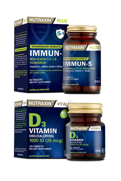 Nutraxin Immun-S and Vitamin D3 - 60 and 120 Tablets