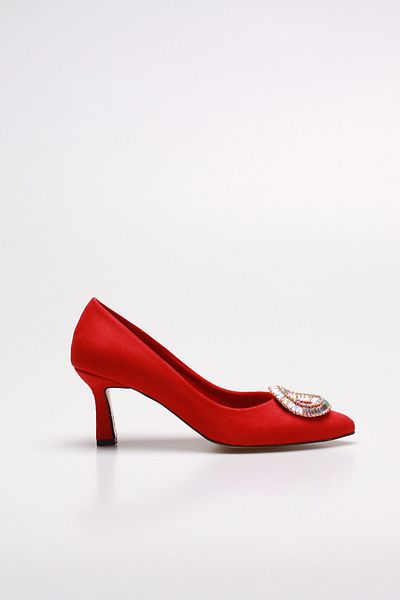 ROVIGO Red Suede Red Fabric