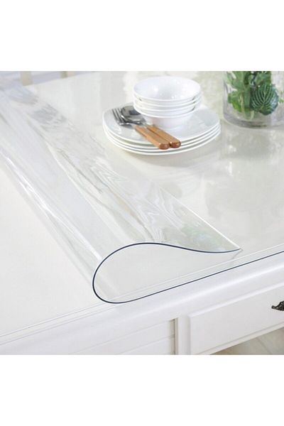 Keven Home Față de masă transparentă PVC cu bază anti-alunecare rezistentă la murdărie 1,6 mm 80x160 cm
