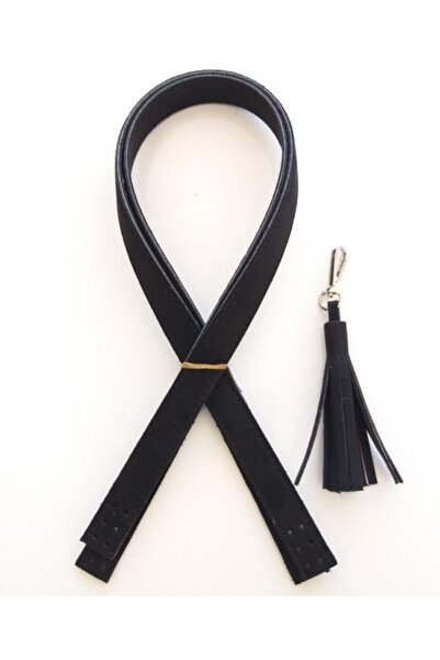 angel çanta aksesuar Black Suede Faux Leather 80X2 cm Double Handle