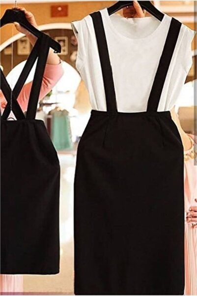 Styling Park Kadın Siyah Salopet ve T-Shirt Set