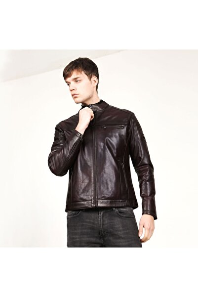 Dericlub Topgun Kestane Erkek Deri Mont