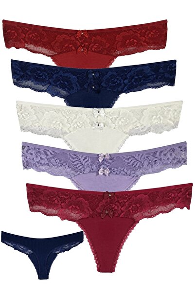 CottonStar Kadın Dantelli Taşlı String / Tanga 5'li Mix Paket