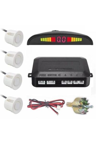 Kgn Beyaz Dijital Ekranlı Led Park 4 Sensörü Dedektör Sistemli Ses Ikazlı