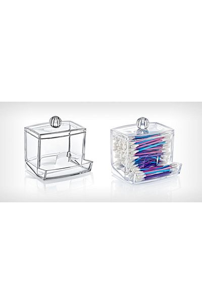 Carneil Cosmetic Makeup Cotton Ear Stick Organizer with Lid
