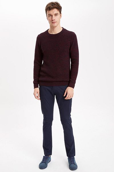 DeFacto Pulover pentru bărbați, roșu Claret, slim fit, K8632AZ19WN