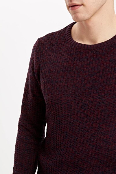 DeFacto Men's Claret Red Slim Fit Knitwear Sweater K8632AZ19WN