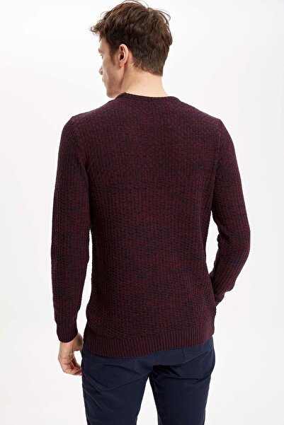 DeFacto Men's Claret Red Slim Fit Knitwear Sweater K8632AZ19WN