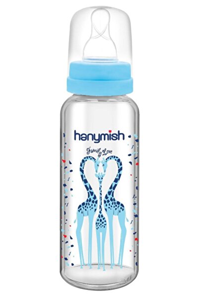 Hanymish Cam Biberon Ve Emzik Seti  Yeni Doğan Hediye Seti Mavi 5'li