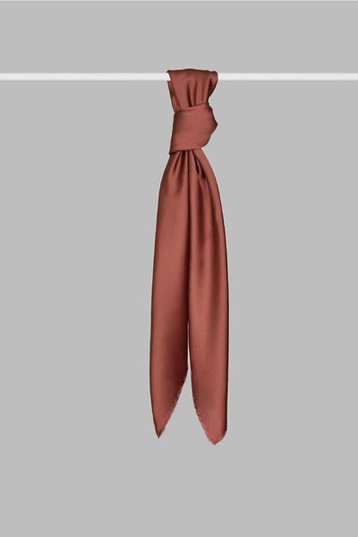 ARMANDA Women's Orange Satin Silk Scarf