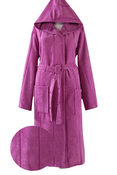 Ephemeris Unisex Μωβ μπουρνούζι Unisex με βαμβακερή κουκούλα