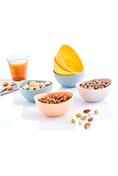 ELEGANCEV 6 أوعية بلاستيكية ملونة للوجبات الخفيفة - 300 مل