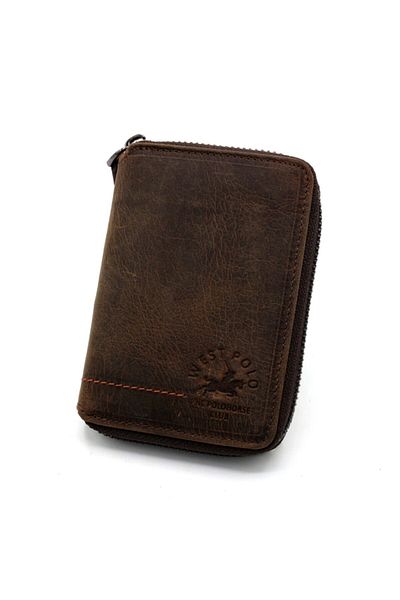 Westpolo West Polo Genuine Vintage Leather Zippered Wallet Card Holder Tr1695cr